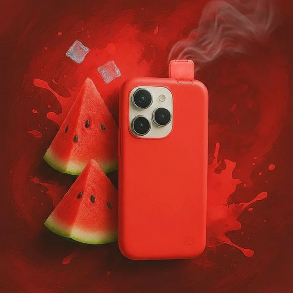 Coque rouge avec pastèque